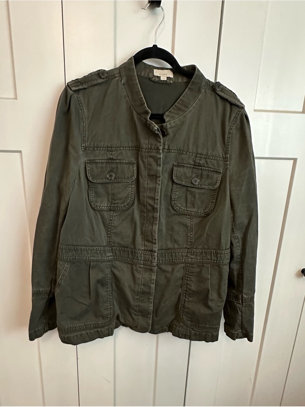 LOFT Distressed Olive Green Military Field Utility Jacket